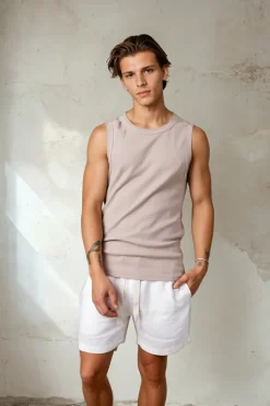 Amalfi Stripe Linen Short White