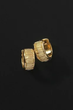 Arete Wide Huggies Gold Vermeil