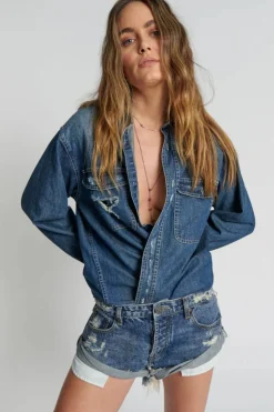 Bandits Low Waist Denim Shorts - Used Blue