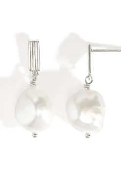 Baroque Pearl Earrings Silver