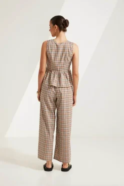 Baylor Check Tie Front Top