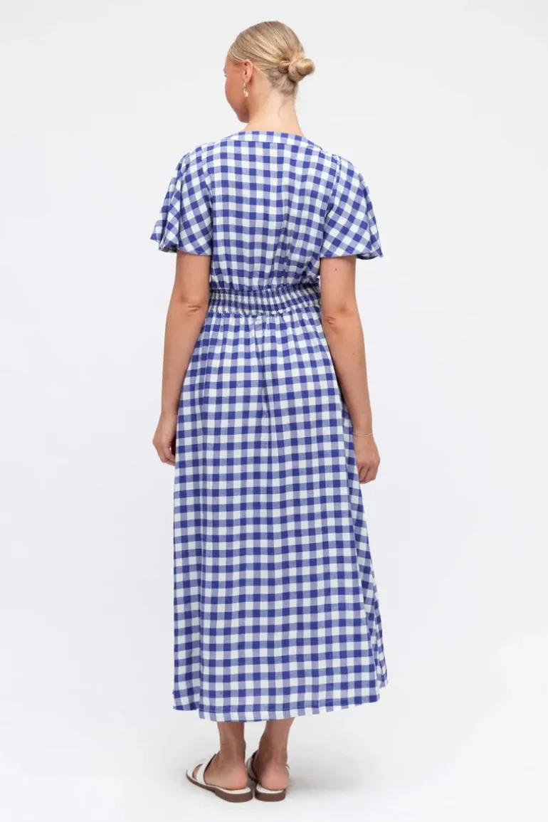 Blue Gingham Maxi Dress