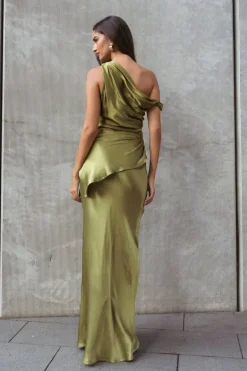 Carrie Silky Maxi Skirt Olive