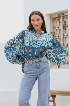 Dreams Blouse Moroccan Tile Blue