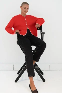 Eldora Red Knit Cardi
