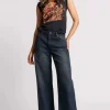 FOX BLACK JACKSONS MID WAIST WIDE LEG DENIM JEANS