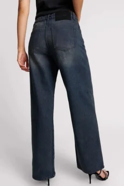 FOX BLACK JACKSONS MID WAIST WIDE LEG DENIM JEANS