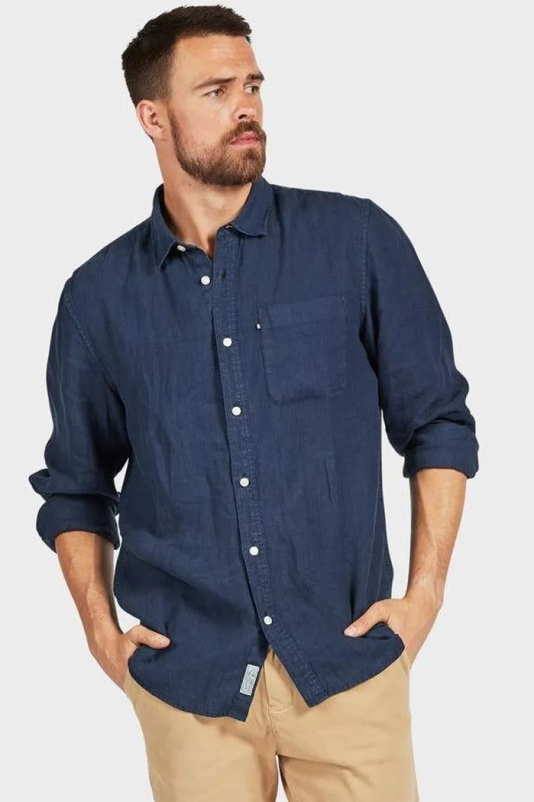 Hampton Linen L/S Shirt Navy