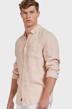 HAMPTON Linen Shirt Peach Mens
