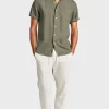 Hampton Linen S/S Shirt Smoke Pine