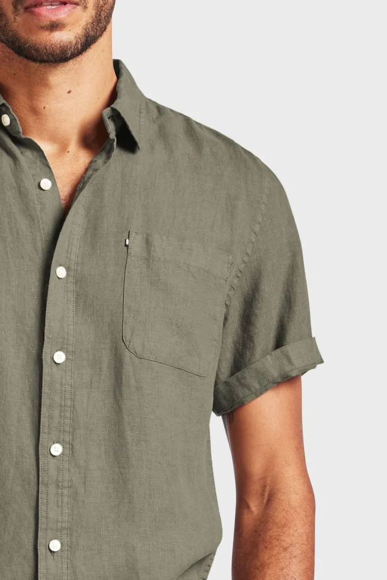 Hampton Linen S/S Shirt Smoke Pine