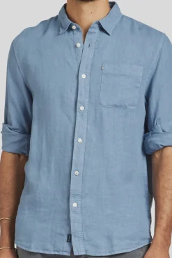 Hampton L/S Linen Shirt Blue Horizon