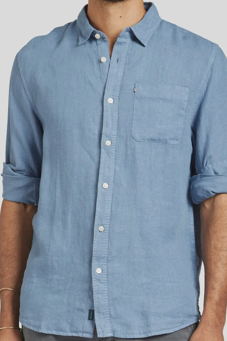 Hampton L/S Linen Shirt Blue Horizon