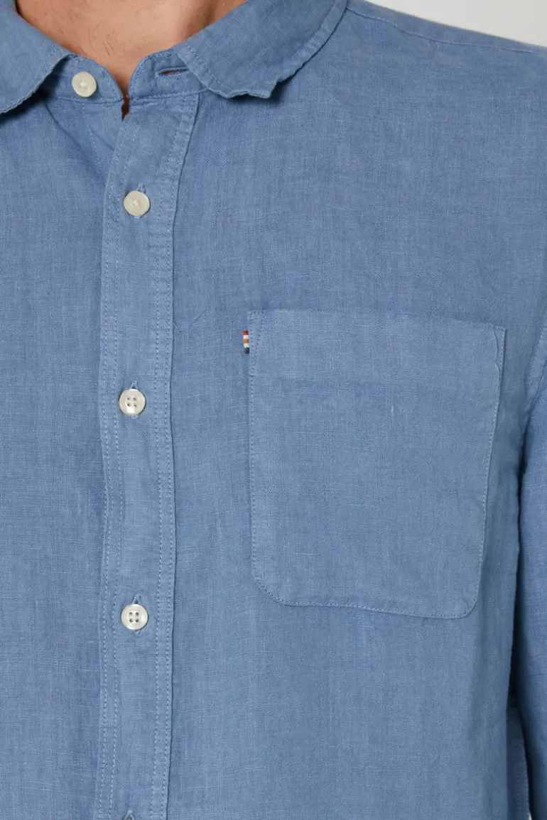 Hampton L/S Linen Shirt Blue Horizon