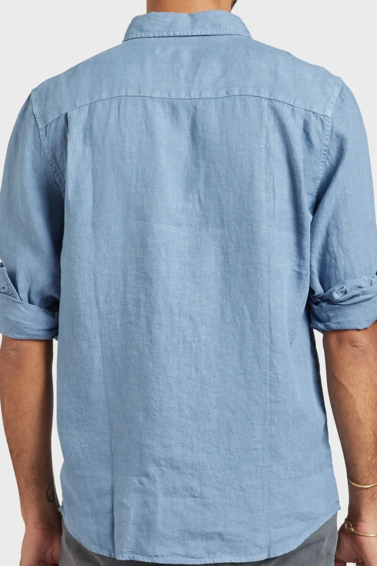 Hampton L/S Linen Shirt Blue Horizon