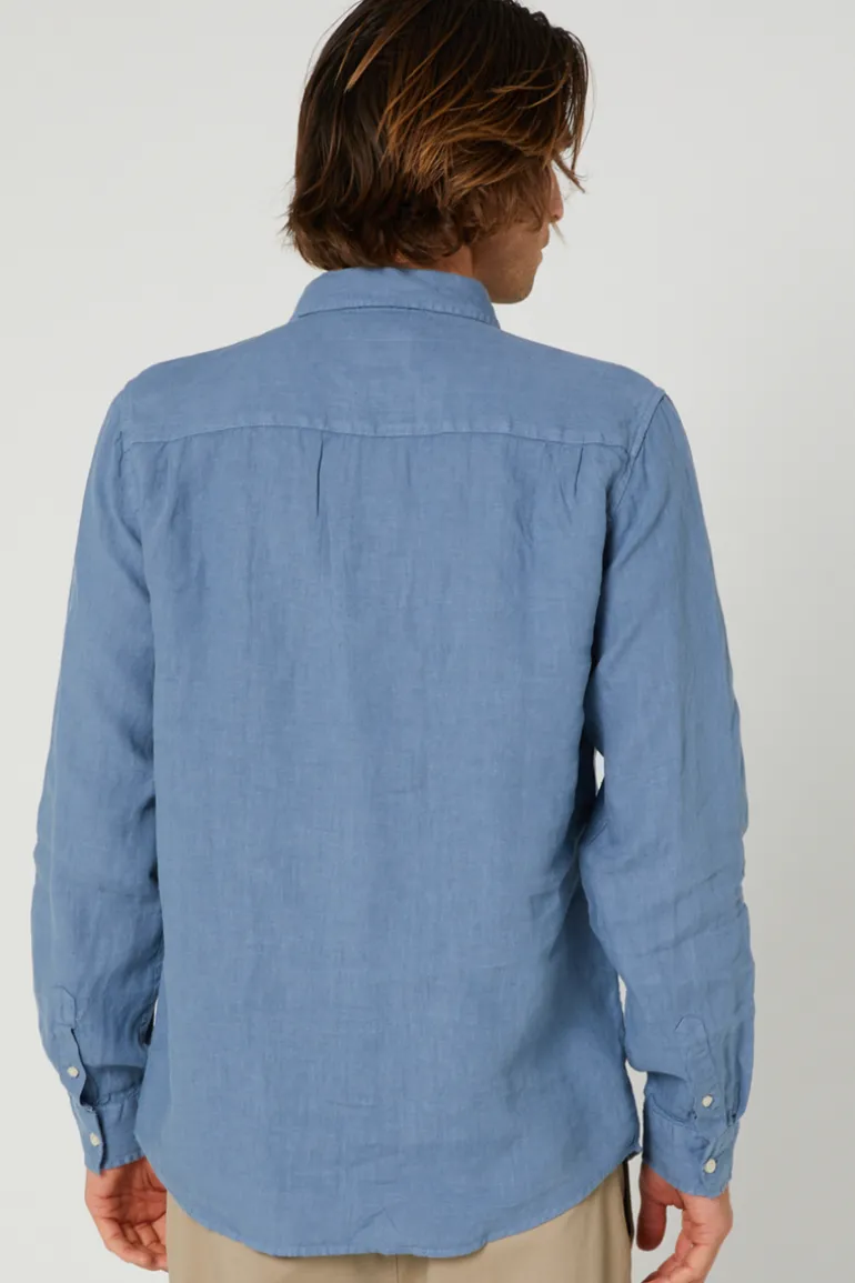 Hampton L/S Linen Shirt Blue Horizon
