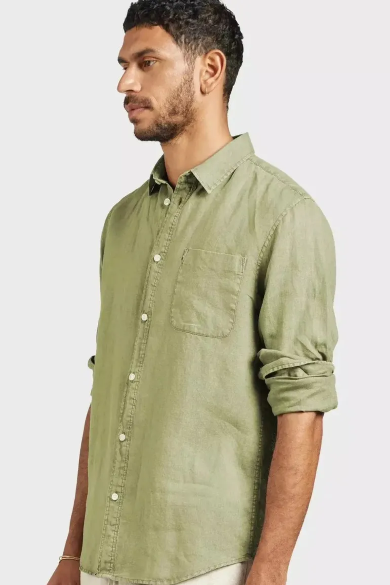 Hampton L/S Linen shirt Coriander Green