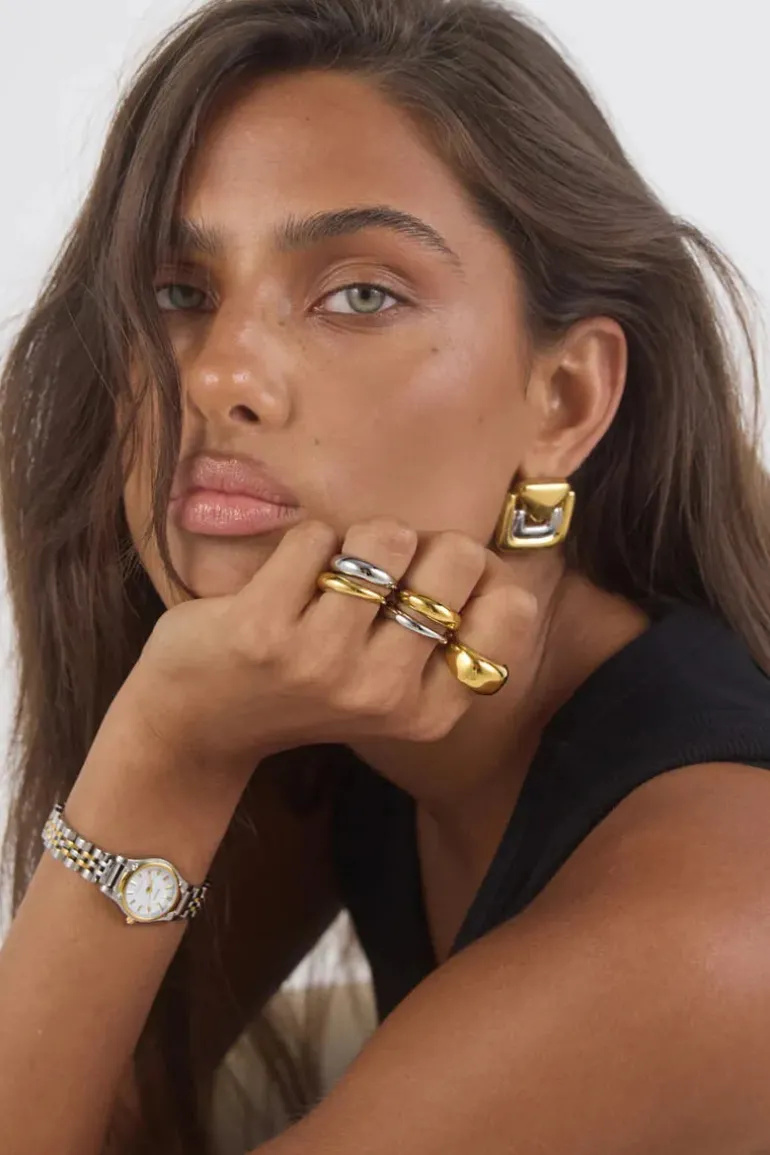 Hosk Earrings Two Tone