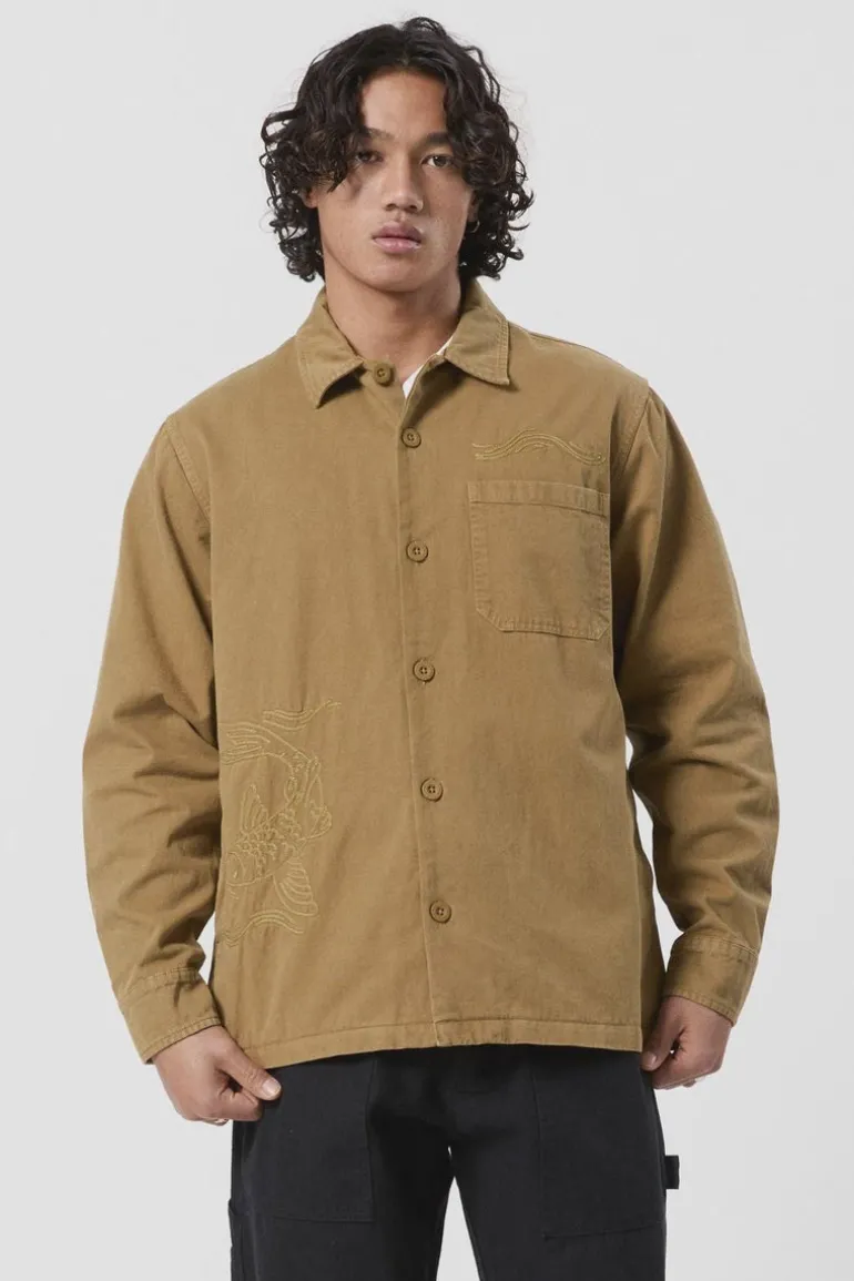 Koi Stitched Overshirt Camel
