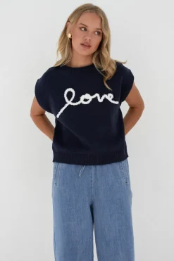 Love Fest S/Less Knit Top