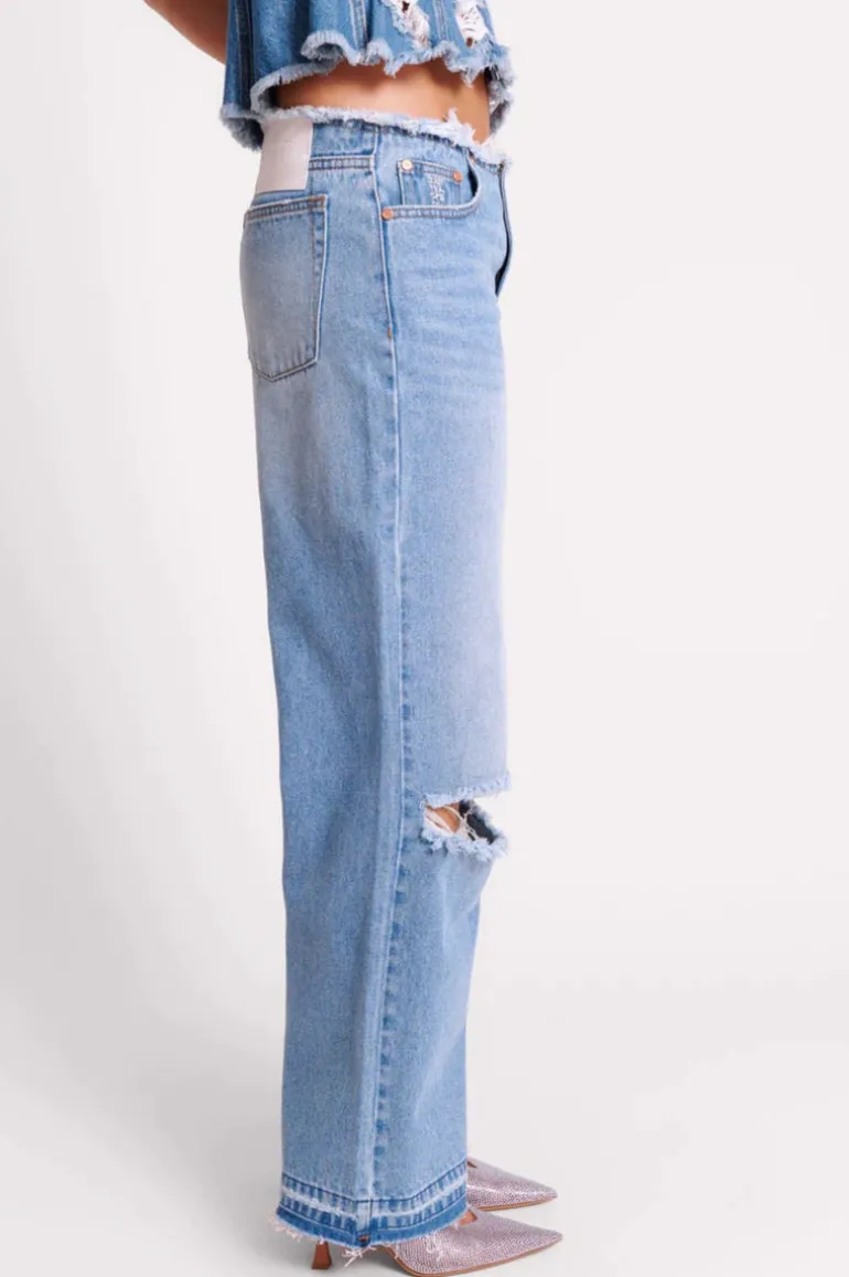 Low Riders Low Waist Wide Leg Denim Jeans - Bolt Blue