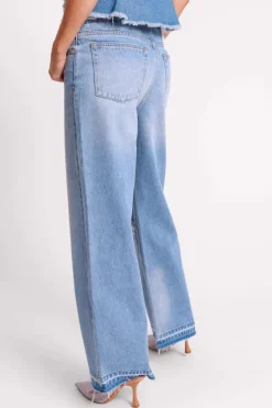 Low Riders Low Waist Wide Leg Denim Jeans - Bolt Blue