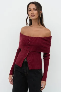 Lumina Fine Knit Top Wine
