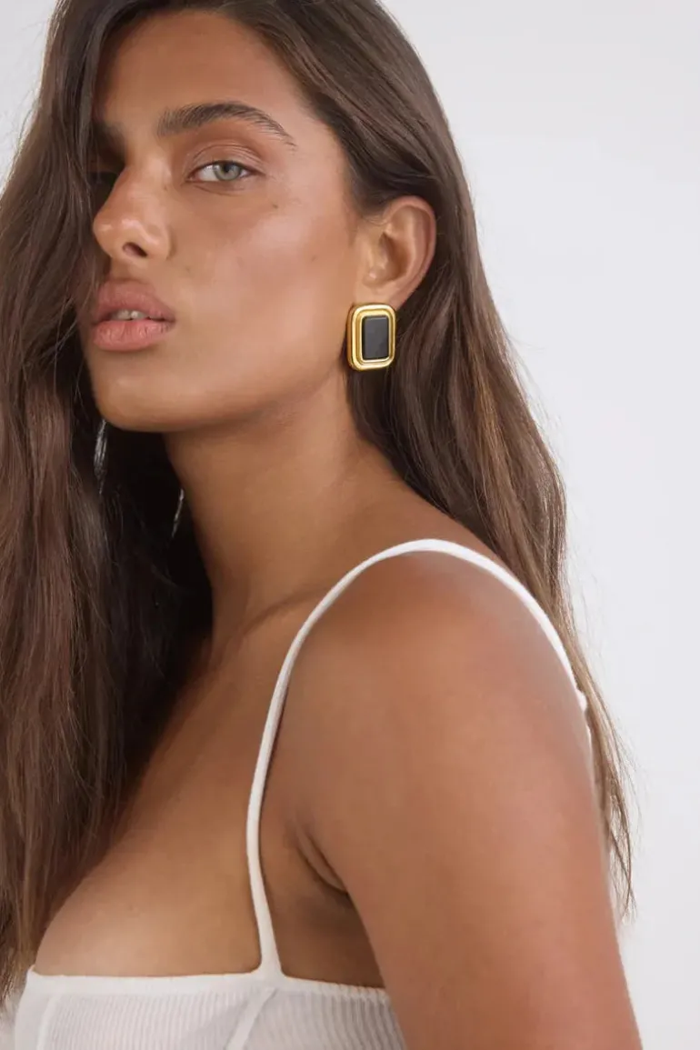 MARGAUX EARRINGS . BLACK .