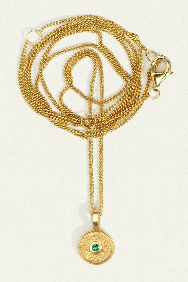 MINA NECKLACE EMERALD GOLD VERMEIL