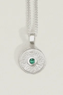 MINA NECKLACE EMERALD SILVER