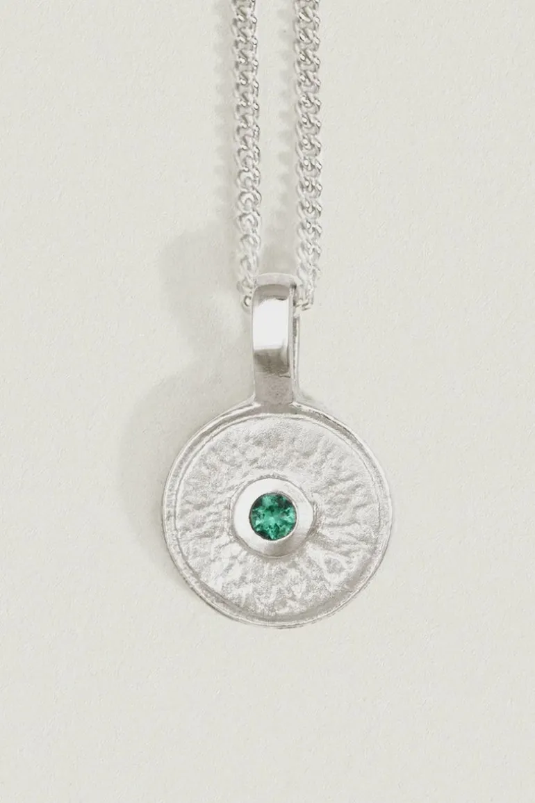 MINA NECKLACE EMERALD SILVER