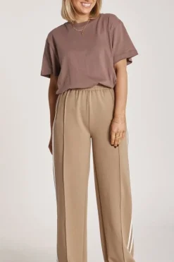 Noah Cropped Pant - Camel Stripe
