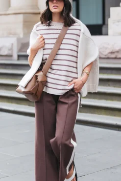 Noah Cropped Pant - Chocolate Cream Stripe