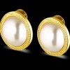 Rue Cler Pearl Earrings . Gold.