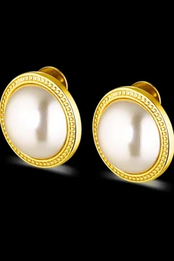 Rue Cler Pearl Earrings . Gold.