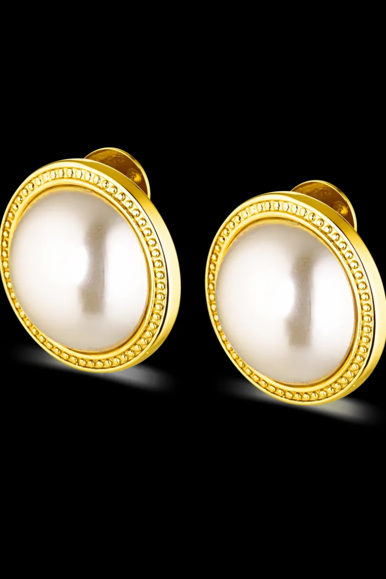 Rue Cler Pearl Earrings . Gold.