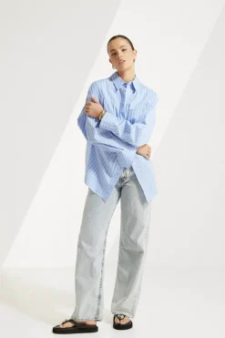 Ryann Striped Shirt - Light Blue