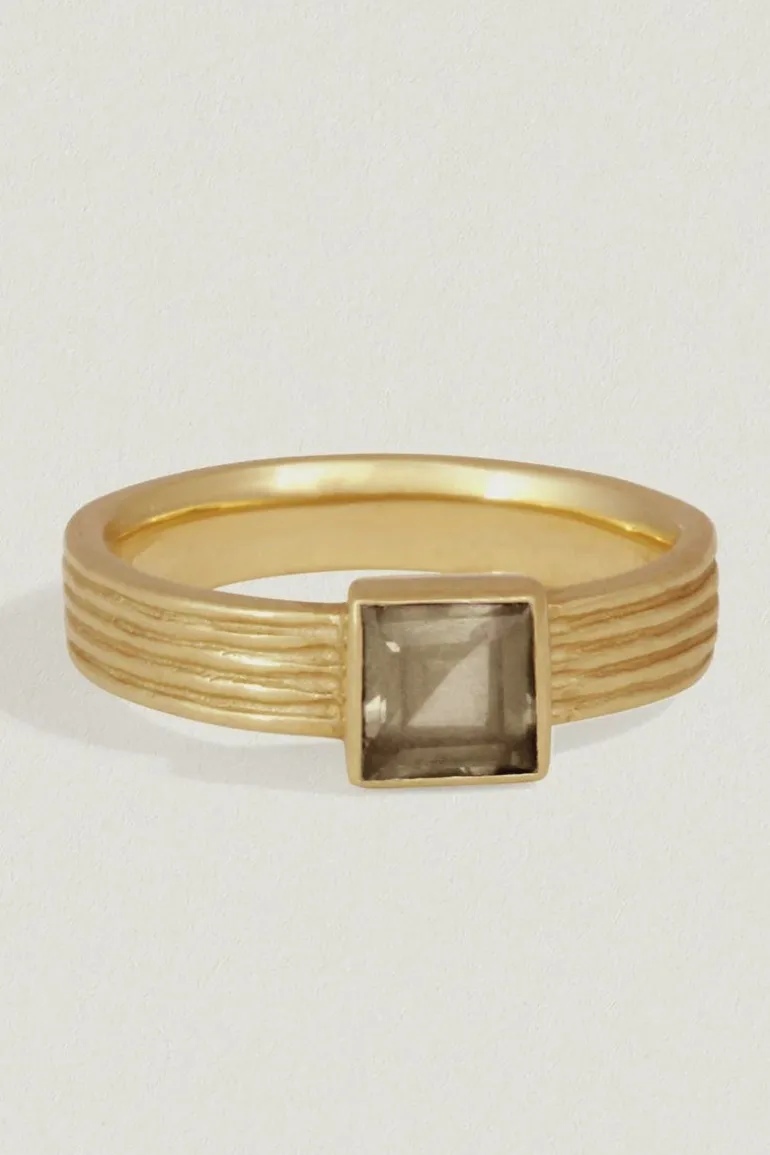 SPARTA RING SMOKEY QUARTZ GOLD