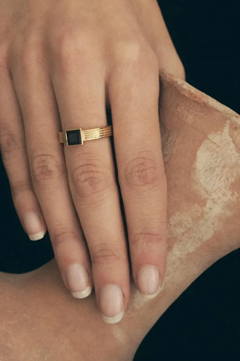 SPARTA RING SMOKEY QUARTZ GOLD