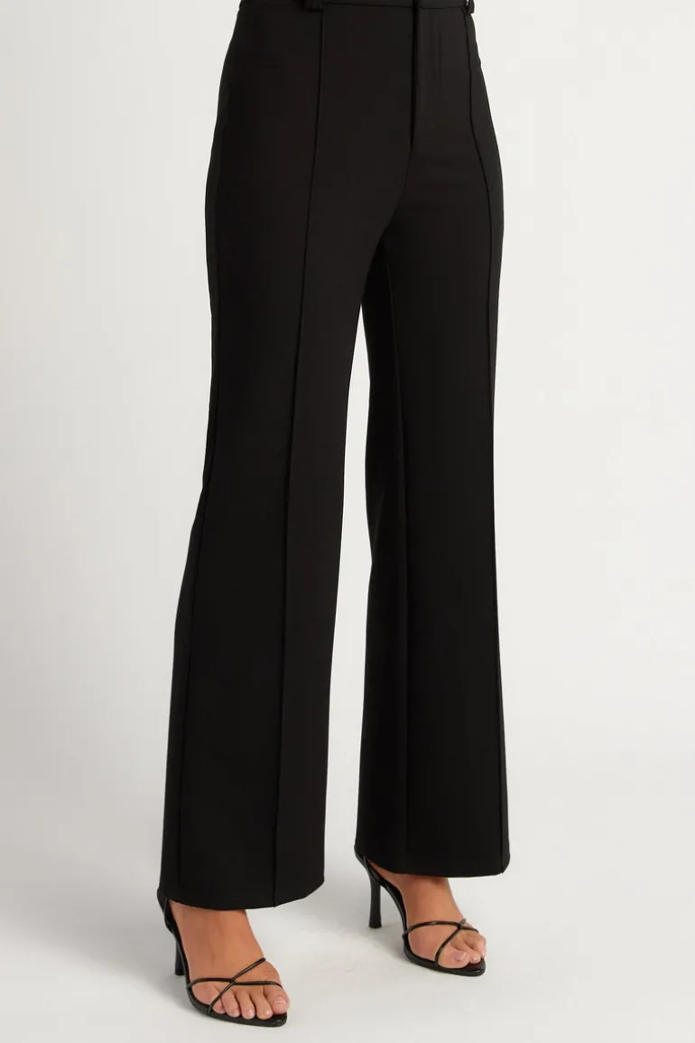 Stretch Fabric Front Seam Detail Pant BLACK