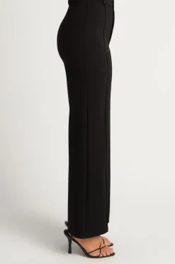 Stretch Fabric Front Seam Detail Pant BLACK