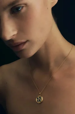 TEAL NECKLACE GOLD VERMEIL