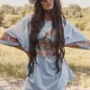 THE VERY OVERSIZED FLAMING COWBOY TEE - SKY