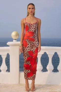VICTORIA MIDI DRESS LEOPARD FLORAL