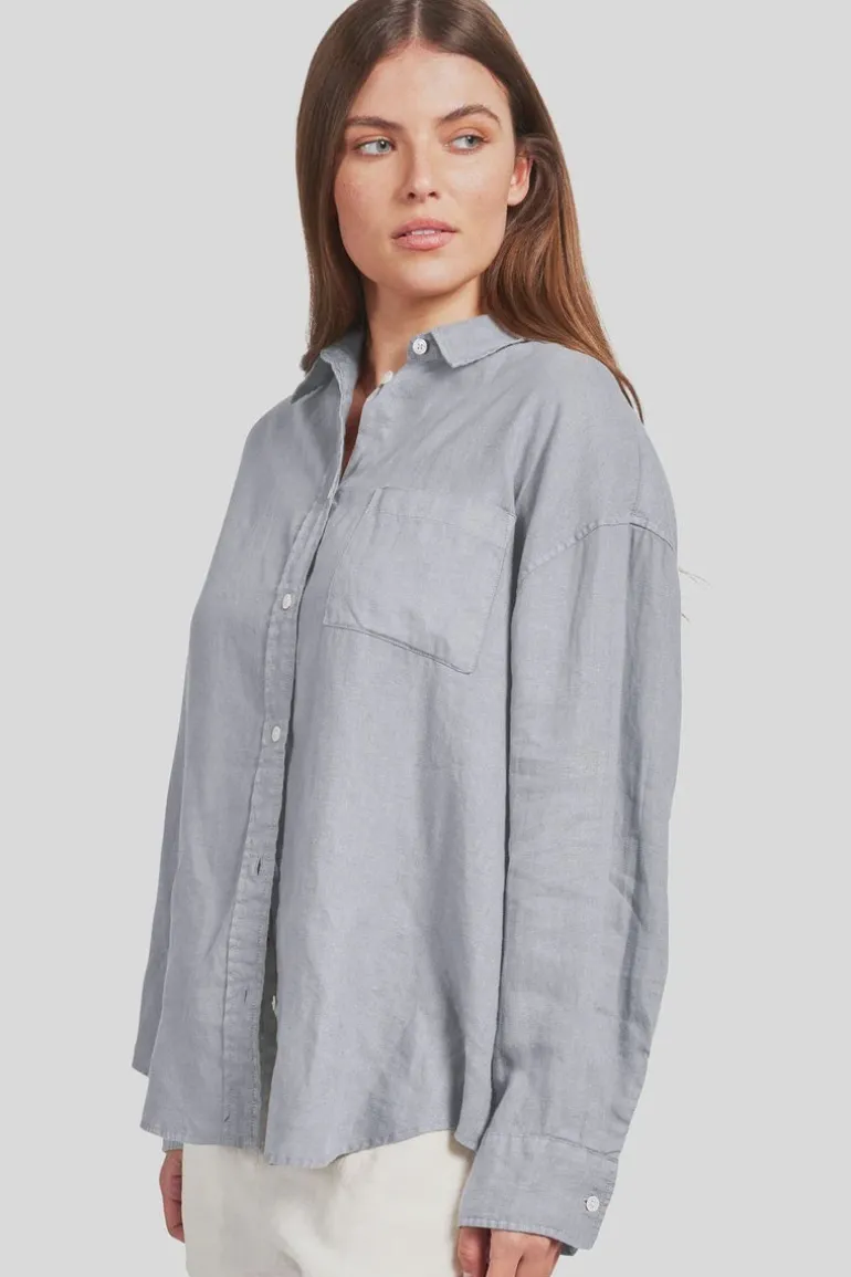 WOMENS Hampton Linen Shirt Lavender Ash