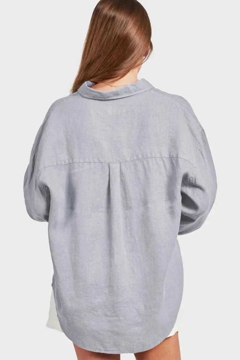 WOMENS Hampton Linen Shirt Lavender Ash
