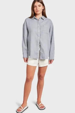 WOMENS Hampton Linen Shirt Lavender Ash