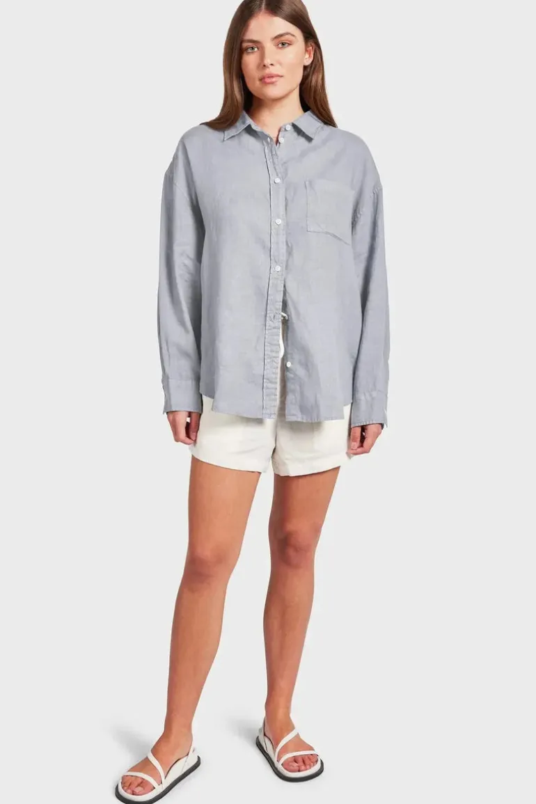 WOMENS Hampton Linen Shirt Lavender Ash